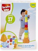 New Stacking Giraffe Bucket Stack &#39;n Sort 17 Piece Toy By Bruin Age 1+ Nib Htf ! - $29.69