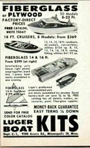 1961 Print Ad Luger Boat Kits Fiberglass or Plywood Minneapolis,MN - $8.60