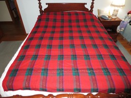 Holiday RED PLAID w/METALLIC THREAD Polyester or Blend TABLECLOTH - 60&quot; ... - $15.00