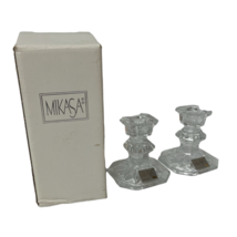 Mikasa Lead Crystal Pair Candlestick Candle Holders Edinburgh XY 386/339 3 Inch - £14.50 GBP