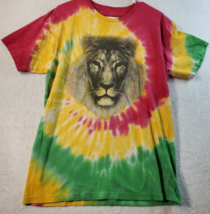 Ring of Fire Lion T Shirt Mens Large Multi Tie Dye 100% Cotton Round Neck Logo - £11.86 GBP