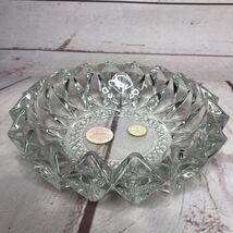 KIG Indonesia Crystal Glass Diamond Point Cut Bowl Ashtray Trinket Candl... - $186.49 MXN
