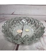 KIG Indonesia Crystal Glass Diamond Point Cut Bowl Ashtray Trinket Candl... - $10.00