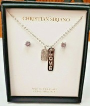 Christian Siriano New York Necklace Pendant &amp; Earring Set LOVE &amp; Solitaire&#39;s New - £27.80 GBP