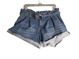 Jessica Simpson Paper Bag Waist Dark Wash Denim Shorts With Belt Womens ... - $15.83