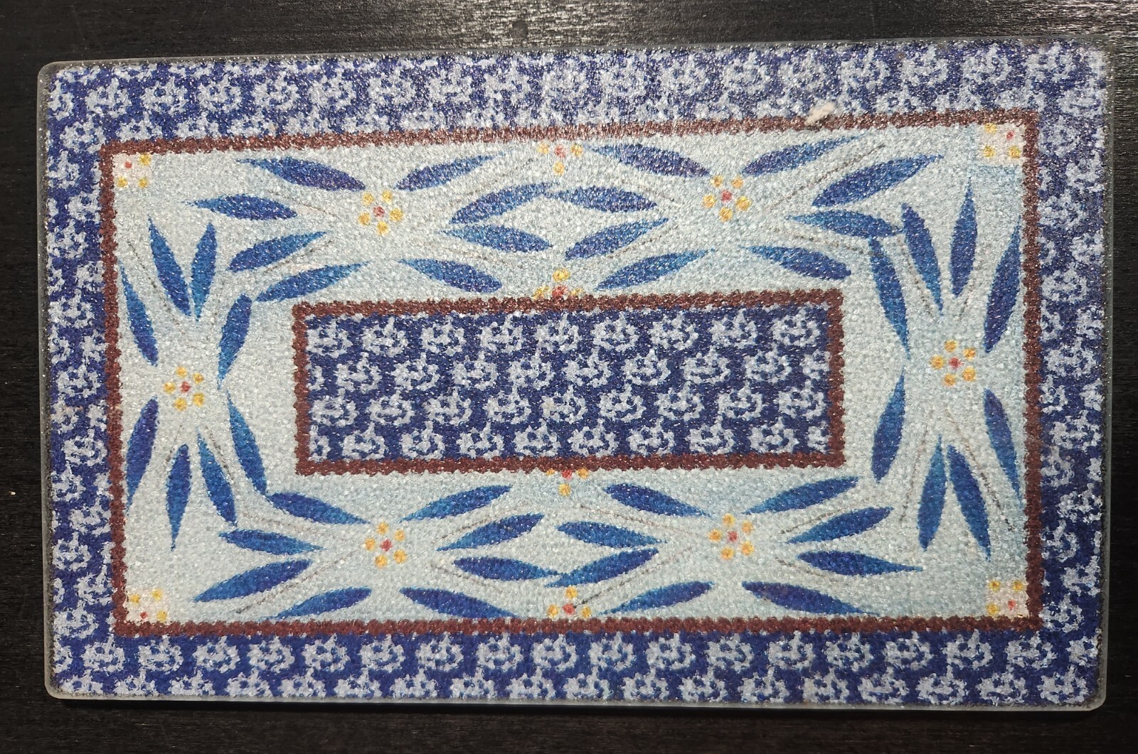 TEMP-TATIONS OLD WORLD BLUE TRIVET ~ HOT PLATE TEMPERED BY TARA 10X6 TEM... - $7.85