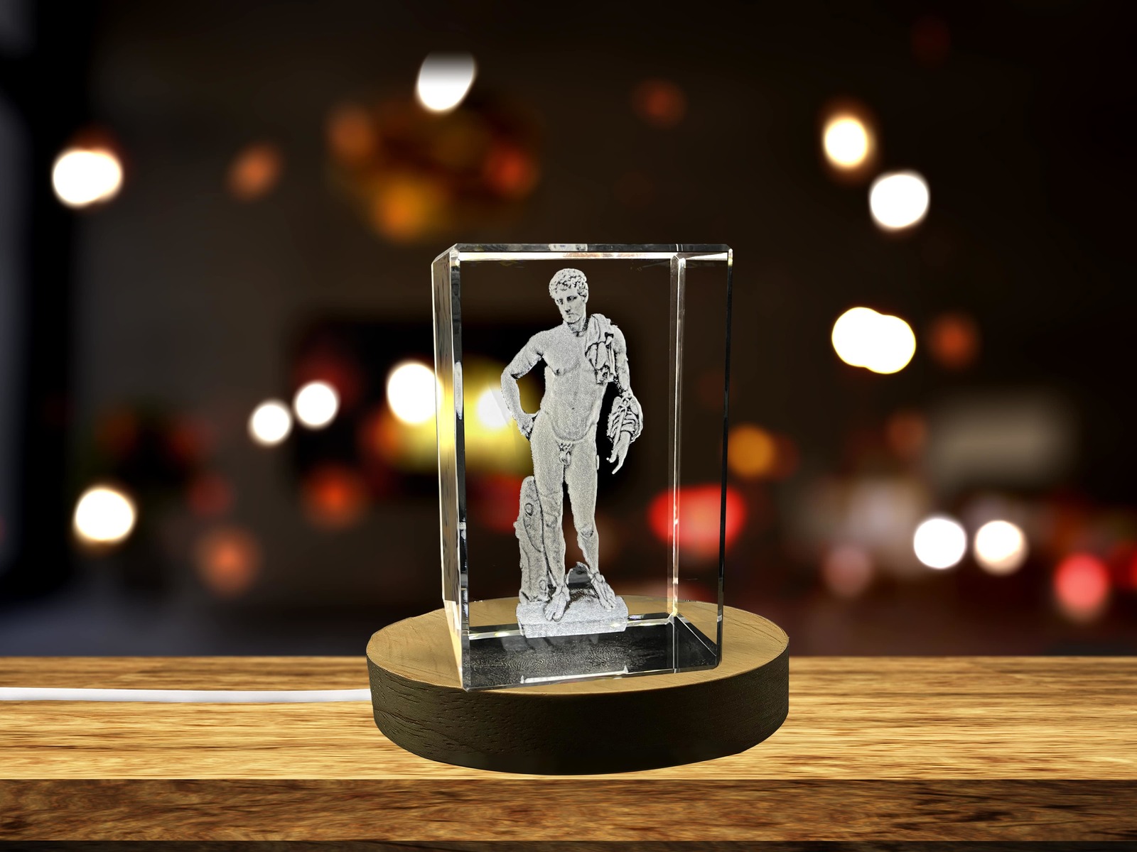 LED Base included | Hermes-3D-Engraved-Crystal-Keepsake/Gift/Decor/Collectible/S