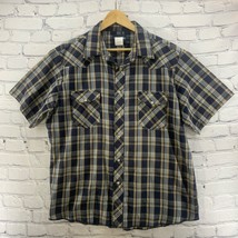 Wrangler Western Shirt Pearl Snap Short Sleeve Mens sz XL Plaid Flaw - £12.66 GBP