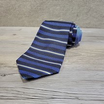 Tommy Hilfiger Blue and Black Striped 100% Silk Neck Tie Approx. 59 x 4 USA - $14.99