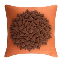 Applique Flower 16&quot;x16&quot; Felt Orange Decorative Pillows Cover, Warm Summer - £22.29 GBP+