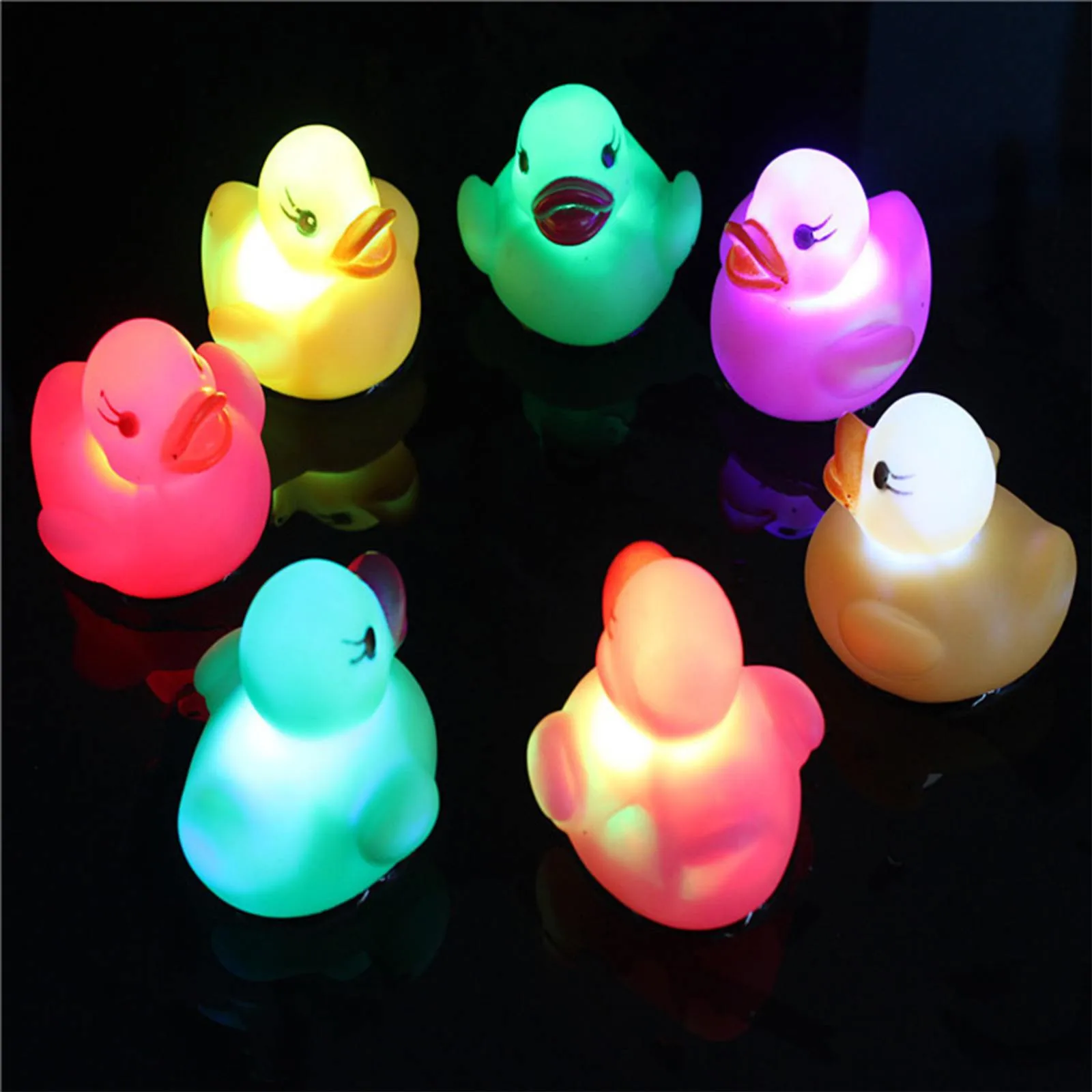 Baby Duck Bath Toys Kids Led Lighting Up Water Floating Toy Luminous Swim Rubber - £12.18 GBP+