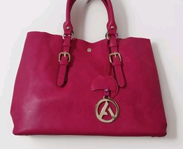 Ladies Pretty Fuchsia Vegan leather Pb lead-free Satchel Crossbody Bag 1... - $836.24 MXN