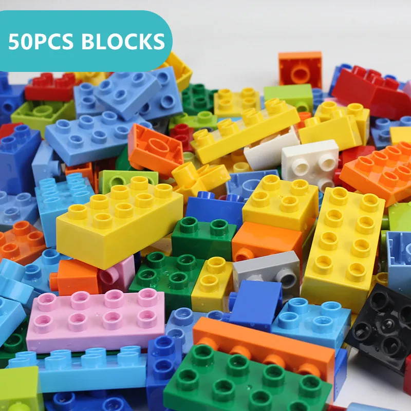 50PCS Big Size DIY Creative Building Blocks Colorful Bulk Sets Bricks Early - £14.67 GBP