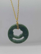 Translucency Jade Jewelry: Flower Jade Pendent Necklace (Grade-A) - £30.17 GBP