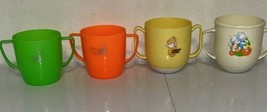 Vintage Sippy Cup Lot Of 4 Tommee Tippee Cats Deer Made In USA - $22.22
