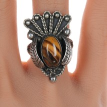 sz8 Vintage Southwestern sterling cat&#39;s eye ring - £54.01 GBP