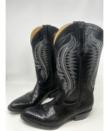 Ferrini Men&#39;s Black Exotic Teju Lizard Black Embroidery Cowboy Boots Siz... - €84,96 EUR