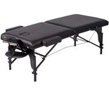 NEW Best Massage Two-Fold Portable Beech Wood Leather Massage Table Blac... - $183.14
