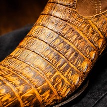 Marco Di Milano Genuine Caiman Belly Skin Cowboy Boot phoenix Mustard Brown image 4