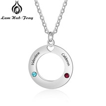 Custom Birthstone Necklace Personalized Engraved Name Necklace 925 Sterling Silv - £18.47 GBP