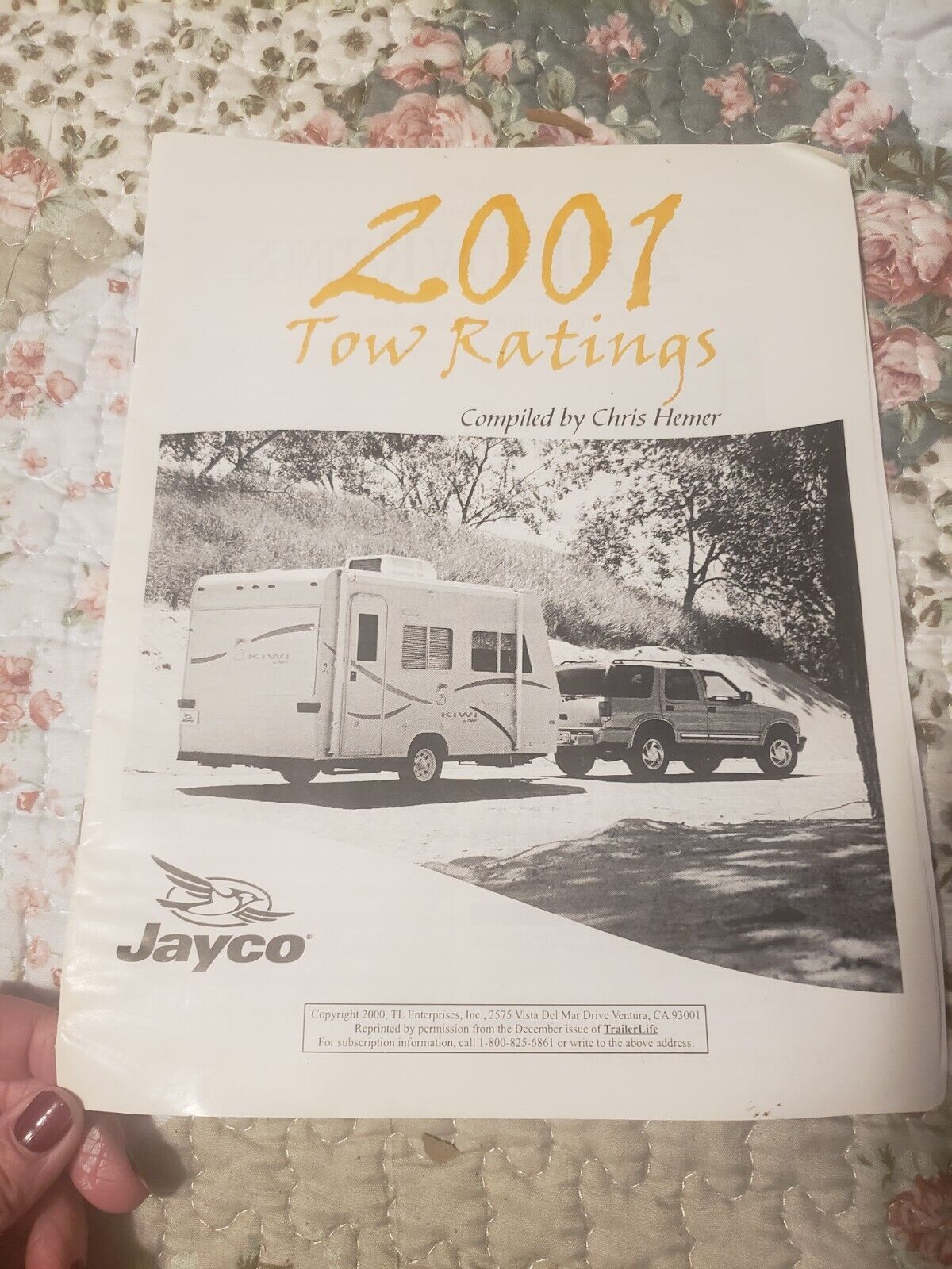 2001 Jayco Camper Tow Ratings Brochure/Booklet - $4.94