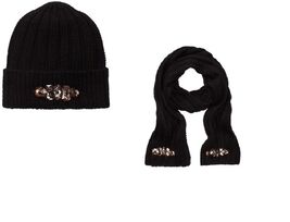 Juicy CoutureBlack Chucky Jewel Scarf &amp; Beanie set 100% Wool new - $118.79