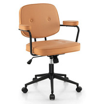 PU Leather Office Chair with Rocking Backrest and Ergonomic Armrest-Orange - $2,668.91 MXN