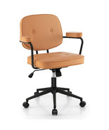 PU Leather Office Chair with Rocking Backrest and Ergonomic Armrest-Orange - €123,15 EUR