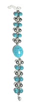 Blue and Silver Plated Bead Bracelet with Crackle Centerpiece, Lobster C... - $12.34