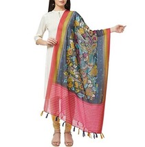Women&#39;s Dupatta Matka Silk Jamdani woven tassel chunni 2.3Mt X 36&quot; Pink Border - £21.64 GBP
