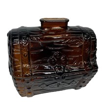 Vintage Brown Molded Glass Treasure Chest Coin Bank Anchor Hocking - £11.32 GBP