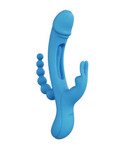 Trilux Kinky Finger Rabbit Vibrator w/ Anal Beads - Blue - £72.49 GBP