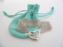 Tiffany &amp; Co Silver Peretti Open Heart Mesh Bracelet Bangle Gift Pouch Love - £388.96 GBP