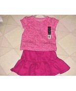 Toddler Girls Pink Skirt &amp; Floral Top Size 24 Month Summer Outfit New - £7.86 GBP