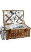 Picnic Basket Willow for 4 Persons, Large Wicker Hamper Set with Big Ins... - $58.40
