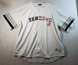 New York Yankees True Fan Baseball Jersey Mens Size 2XL White Logo Button Front - £43.51 GBP