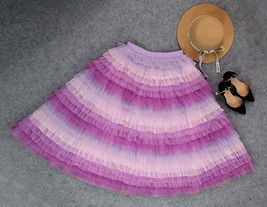 Hot Pink Purple Gray Purple Women Tier Tulle Skirts Mesh Skirt Full Midi Skirts image 8