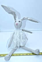 Bunny Plush Shelf Sitter White with white Dress Posable by Bella Lux - £11.86 GBP