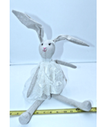 Bunny Plush Shelf Sitter White with white Dress Posable by Bella Lux - $282.73 MXN