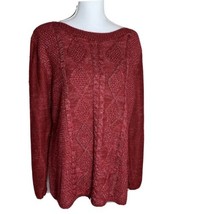 Bob Timberlake Women&#39;s Sweater Cable Knit Wool Mohair Blend Red Metallic... - £27.13 GBP