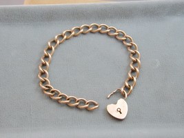 Victorian 10k Rose Gold Curb Link Bracelet With Working Heart Padlock - $1,100.00