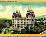 Mormon Temple Salt Lake City Utah UT Linen Postcard G12 - $2.92