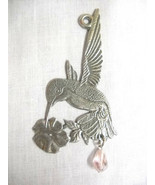 Big Hummingbird with Flower and Pink Droplet Crystal Dangle Suncatcher O... - £15.68 GBP