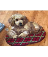 NEW Vintage  Hand Hooked Wool  Rug Puppy dog Lab Labrador Plaid. - $848.21 MXN