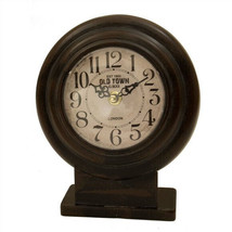 Vintage Style Old Town Black and Brown Metal Clock 7x8x2.5 in - £19.77 GBP