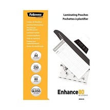 Fellowes A4 Glossy 80 Micron Laminating Pouch (Pack of 250)  - $86.98 CAD