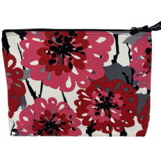 Thirty-One 31 Canvas/Vinyl Zipper Pouch 8.5&quot; x 11&quot; Pink/Red/Black - $14.24