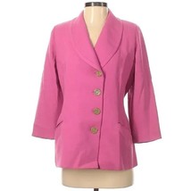 Vintage Jones New York Blazer Women&#39;s Size 4 Pink Wool Shawl Lapel Long ... - £15.81 GBP