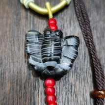 Unique Tibetan Himalayan Carving butterfly Black Agate Amulet Bead #21 - €51,95 EUR