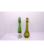 Set of 2 Vintage Avon Tall Green Glass Cologne Bottles Vase with Stopper... - €12,70 EUR